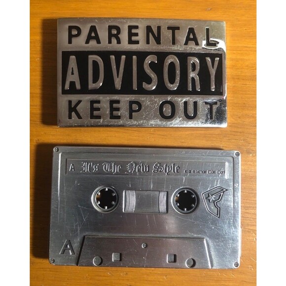 2 Belt Buckles -Old Cassette & PA Keep Out -Very Good - Picture 1 of 6